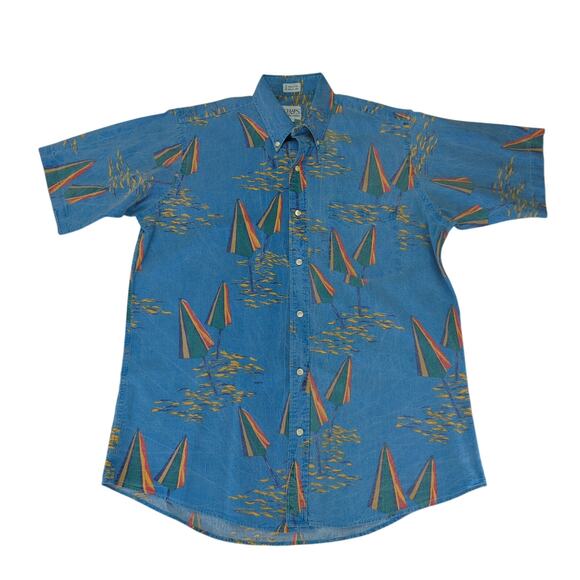 Vintage Chaps‎ Ralph Lauren '80s '90s Short Sleeve Button-down Shirt Men's Large - Picture 1 of 9